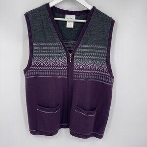 Vintage Y2K Fair Isle Sweater Vest Knit Print USA Woman’s Size L